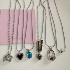 Lunivop Kpop Fashion Simple Star Heart Water Drop Pendant Choker Clavicle Chain Necklace Neck Jewelry Women Men AestheticY2K Accessories