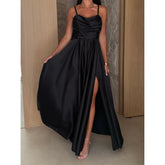 Lunivop S-XXL Women's Fashion Thin Shoulder Strap Casual Solid Color Comfortable Split Strap Dress