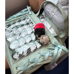 Lunivop Transparent Green Ita Bags Women Harajuku Aesthetic Bow Large Capacity Tote Bag Ladies Sweet Cute Shoulder Bags Chic