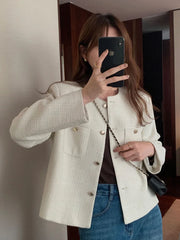 Lunivop Elegant Chic Tweed Jacket Women O Neck Slim Long Sleeve Fashion Short Coats Casual French Sweet Small Fragrance Outwear Lady New