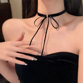 Lunivop New Trendy Simple Black Red Bow Necklace for Women Exquisite Velvet Choker Sweet Elegant Party Jewelry Girlfriend Gifts