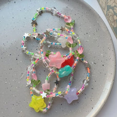 Lunivop Y2K Goth Harajuku Acrylic Colorful Star Beaded Bracelet Stretch Bracelets Summer Jewelry Stackable Bangle Friendship Wristbands