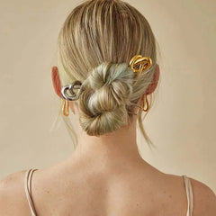 Lunivop Stainless Steel Gold Color Knot Hair Stick For Women Fashion Metal U-Shaped Glossy Hairpin Hair Jewelry Accessories Gift