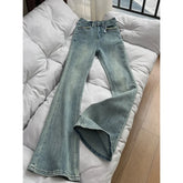 Lunivop American Retro Flared Jeans for Women Autumn New Style Short Stature High Waist Slim Fit Versatile Long Pants