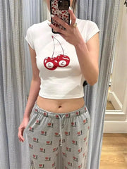 Lunivop Letter Print Tops Summer Girl Tops Grunge Crop Top Streetwear Harajuku Cute Short Sleeve T-shirts Aesthetic 2000s Y2K Clothes