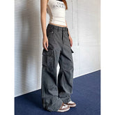 Lunivop Gray Baggy Straight Jeans Women Korean Fashion Streetwear High Waist Wide Leg Denim Pants Female Loose Mopping Jean Trouser Y2K