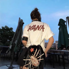 Lunivop Gothic Punk Y2k Backpack Women Hot Girls Rabbit Plush Chain Mini Backpacks Female Dark Casual Crossbody Bags Aesthetic