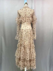 Lunivop Women's Sequin Fake 2 Pcs Ruffled Dresses Round Neck High Waist Long Sleeve Elegant Dress Female Autumn 2025 New