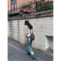 Lunivop Women's Y2k Blue Cargo Jeans Baggy 2000s Trashy Aesthetic Streetwear Oversize Denim Trousers Harajuku Jean Pants Vintage Clothes