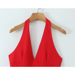 Lunivop Sexy Elegant Red Party Mini Dresses Women Summer Fashion Backless Halter Ball Gown Dress Birthday Robe