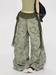 Lunivop Lace Patchwork Camouflage Pant Women Y2K Hip Hop Streetwear Cargo Trousers Vintage High Waist American Fall Design Wide Leg Pant