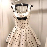 Lunivop Elegant Sweet Wave Point Bow Ruched A-line Dresses 2025 New Camisole Vest Dress for Women Y2k Slim Waist Vestidos De Mujer