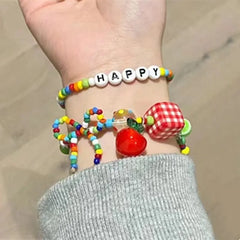 Lunivop Y2K Fashion Cute Butterfly Bow Bead Colorful Beaded Bracelet Women Girls Sweet Star Bracelets Korean Trendy Party Gift Jewelry