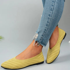 Lunivop Women's Pointed Toe Knitted Slip-On Shoes Breathable Flat Bottom Summer Casual Footwear Korean Style Large Size Bean Bean Shoes