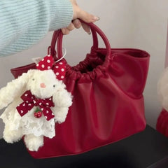 Lunivop Fashion Red Wrinkle Simple Tote Bag Women Leather Large Capacity Cloud Shoulder Bag Ladies Pleated Luxury Premium Crossbody Bags