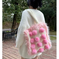 Lunivop Plush Large Capacity White Shoulder Bags Women New Sweet Cool Casual Tote Bag Female Fairycore Y2k Handbag Aesthetic
