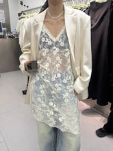 Lunivop Y2k All-match Lace V-neck Vest Dress for Women See Through Mesh Dresses 2025 Summer New Sleeveless Thin Vestidos De Mujer