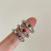 Lunivop Kpop Vintage Colorful Zircon Star Heart Metal Silver Color Ring For Women Girls Aesthetic Grunge Jewelry Y2K EMO Accessories