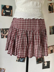 Lunivop Lace Trim A-line Shirks Women New Cotton High Waist Elastic Ruffles Hem Sweet Mini Skirts Vintage Cute Streetwear Chic Falda