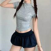 Lunivop Korean Style Sweet Mini Skirt Kawaii Black Low Waist Ruffle Short Skirts Gothic Sexy Harajuku Casual A-line Solid Skirt