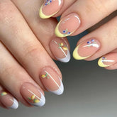 Lunivop 24pcs Simple french tip nails Mango Blueberry Short Removable Nail tip cheap medium press on nails False nails acrylic fake nail