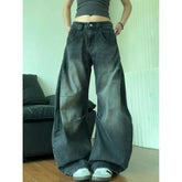 Lunivop Black High Waist Women Jeans Hip-hop Fashion Vintage Streetwear Y2K Wide Leg Jean Female Trouser Baggy Gradient Denim Pants