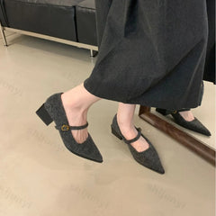 Lunivop Fashion Pointed Toe Fleece Flet Ballet Shoes Woman Autumn Winter Warm Wool Mary Jane Shoes Ladies Elegant Plush Pumps