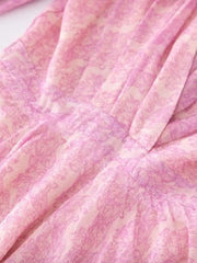 Lunivop Printing 3D Flowers Women's Dresses V Neck Long Sleeve High Waist Loose Elegant Dress Female Autumn 2025 New