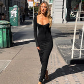 Lunivop Autumn Winter Maxi Dress Women Fashion Lace Patchwork Slim Evening Party Dresses Elegant Sexy Long Sleeve Christmas Outfits