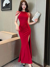 Lunivop Summer Red Elegant Luxury International Dress Fashion Bodycon Slit Long Dress for Wedding Women Korean Vintage Party Dress