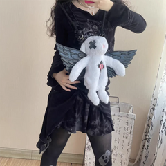 Lunivop Sweet Cool Y2k Backpacks Women Gothic Dark Plush Rabbit Cross Angel Wings Mini Backapck Hot Girls Subculture Mochila