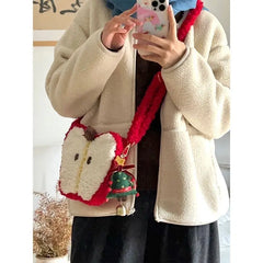 Lunivop Christmas Red Y2k Crossbody Bag Women Versatile Plush Lamb Wool Cute Apple Bags Ladies Harajuku Aesthetic Handbag Gift