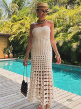 Lunivop Spring Knitwear Hollow Out Long Dress Female Bandeau Loose Backless Holiday Beach Casual Maxi Dress Clothes Knit Dress New