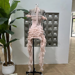 Lunivop Fashion Women Dress Sleeveless Slash Neck Solid Color Tassel Strapless Irregular Female Party Dress New Tide