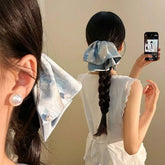 Lunivop Sweety Romantic Gauze Hair Rope For Women Flowing Gauze Pearl Large Intestine Hair Ring Girls Fashion Elegant Hair Accessories