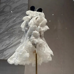 Lunivop Fashion Solid Color Dress Women's Slash Neck Short Sleeve Mesh Casual Dresses 2025 Summer New Tide