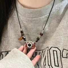 Lunivop Camera Pendant Necklace Spice Girl Hip Hop Retro Long Rope Sweater Chain Necklaces Women Fashion Jewelry Gifts