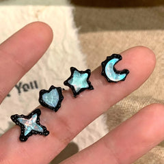 Lunivop 4PCS SET Gothic Moonlight Stone Star Moon Heart Stud Earrings For Egirl Y2K EMO 2000s Harajuku Goth Vintage Jewelry Accessories