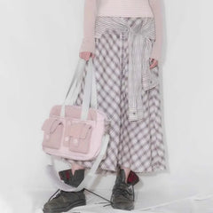 Lunivop Harajuku Grey Casual Handbag Women High Street Pocket Chic Y2k Shoulder Bags Purse Female Retro Crossbody Bags Aesthetic