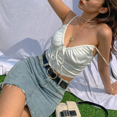 Lunivop White Tank Tops Y2K Aesthetic Cute Sweet 90s E Girl Crop Top Silk Sleeveless Slim Women Corset Tops Streeetwear tops sexys