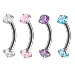 Lunivop Stainless Steel Eyebrow Barbell Piercing Earrings Cubic Zirconia Helix Ring Labret Lip Nose Piercing Eyebrow Jewelry