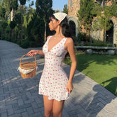 Lunivop Print Deep V Backless Mini A Line Short Women'S Dresses Y2K Streetwear Vacation Beachwear Korean Summer Casual Clothes