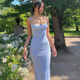 Lunivop Sling Floral Print Backless Slim Women's Dresses Elegant Party Vacation Streetwear Birthday Summer Casual Women Outfit
