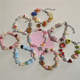 Lunivop Kpop Harajuku Aesthetic Butterfly Love Star Ceramic Glass Acrylic Beaded Bracelet Girl 2000s EMO Charm Jewelry Y2K Accessories