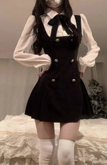 Lunivop Preppy Style Fake Two Piece Womens Short Dresses Casual Bow Tie Japanese JK Lolita Dress Female Summer Party Dresses