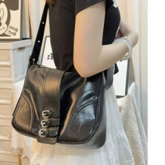 Lunivop High Street Black Handbag Purse Women Sweet Cool Pu Leather Casual Crossbody Bags Female Versatile Messenger Bag Y2k