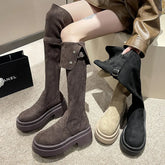 Lunivop Women Knee High Boots Sexy Suede Winter Designer Luxury Casual Platform Long Boots Female Shoes Comfort Buckle Elegant Lady Boot