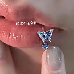 Lunivop Blue Butterfly Lip Ring C Ring Horseshoe Ring Mud Ball Lip Labret Piercing Jewelry Stainless Steel Earrings Septum Piercing
