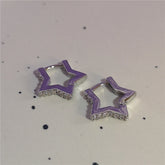 Lunivop Goth Harajuku Y2K Sweet Cool Silver Color Metal Zirconia Star Hoop Earrings For Women Egirl Aesthetic EMO Accessories Jewelry
