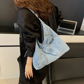 Lunivop Spicy Girl Denim Cloth Tote Bag for Women New Large Capacity Fashionable Design Ins Versatile Shoulder Bags